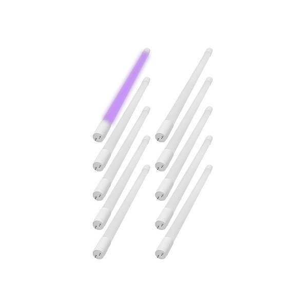 KIT 10 Lâmpada Tubular 18W 120cm LED Ho T8 Bivolt Roxo