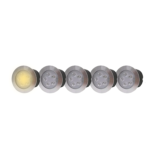 Kit 5 Spot Balizador LED 5W Embutir Para Chão Jardim, Piso e Escada Branco Quente IP67 A Prova D'Agua