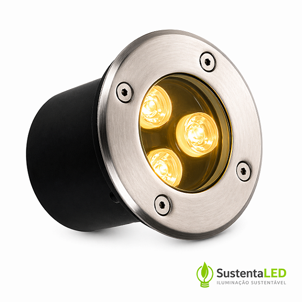 Kit 10 Spot Balizador LED 3W Embutir Para Chão Jardim e Piso Branco Quente IP67 A Prova D'Agua
