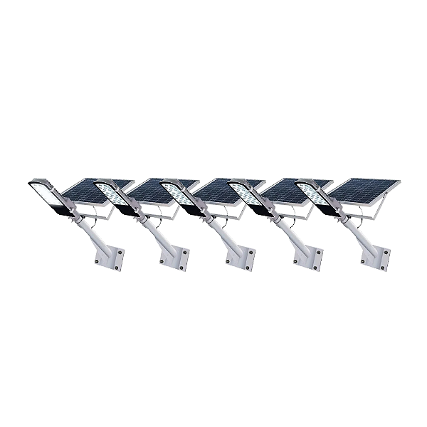 Kit 5 Luminária Pública De Poste Solar 200W LED Com placa Voltaica Auto Recarregavel Branco Frio 6000k