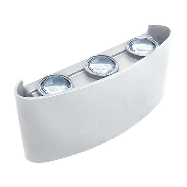 Luminária Arandela LED Meia Lua 6W A Prova D'agua IP66 6 Fachos Branco Quente 3000k Externa - Carcaça Branca