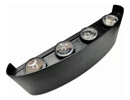 Luminária Arandela LED Meia Lua 8W A Prova D'agua IP66 8 Fachos Branco Quente 3000k Externa - Carcaça Preta