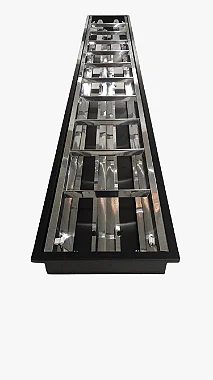 Luminária Comercial Aletada Embutir Para Tubular 120cm 2x18/20w - Borda Preta