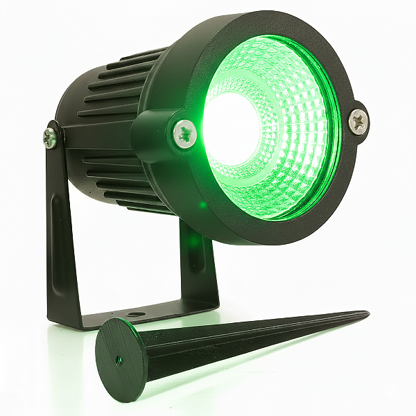 KIT 5 Luminária LED 3W Espeto De Jardim Cob Verde Prova D'água