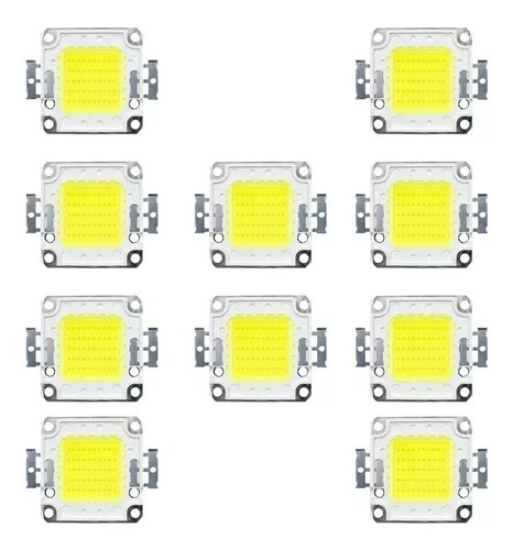 KIT 10 Chip de Reposição 50W LED para Refletor Branco Frio 6000k