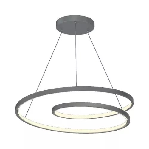 Luminária Lustre LED Prata Redondo 2 Aros com Controle - 3 Cores