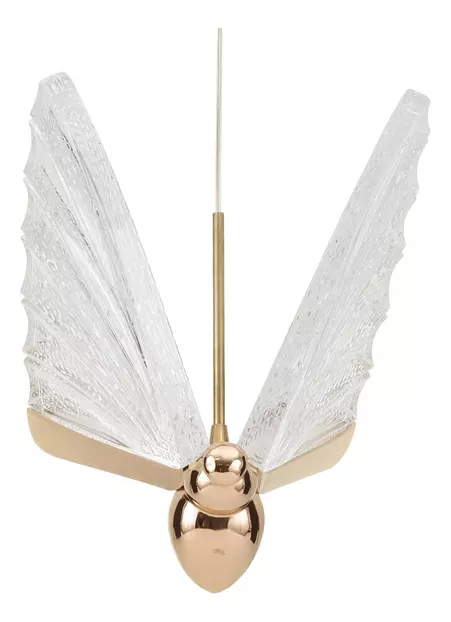 Luminária Pendente Borboleta Asa Dourado Branco Quente 3000k