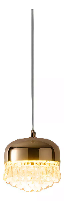Luminária Lustre Pendente Dourado Cristal Moderno 3 Cores