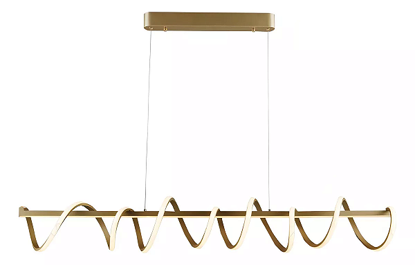Luminária Lustre Pendente Teto Dourado Espiral Branco Quente 3000k