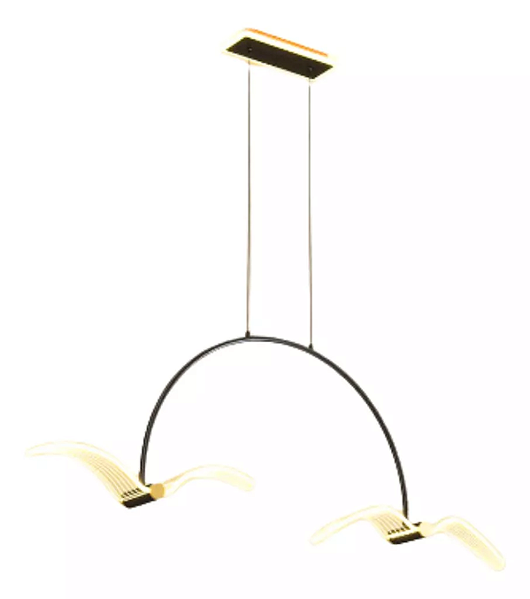 Luminária Lustre Pendente LED Duplo Gaivota Branco Quente 3000K