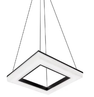 Luminária Lustre Pendente Quadrado Preto Branco Quente 3000K
