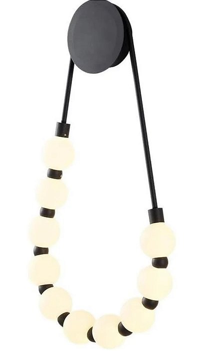 Luminária Arandela LED Colar Preto Cristal Branco Quente 3000k