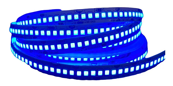 Fita LED 5 Metros 12v 3528 240 Leds Sem Silicone IP20 Azul