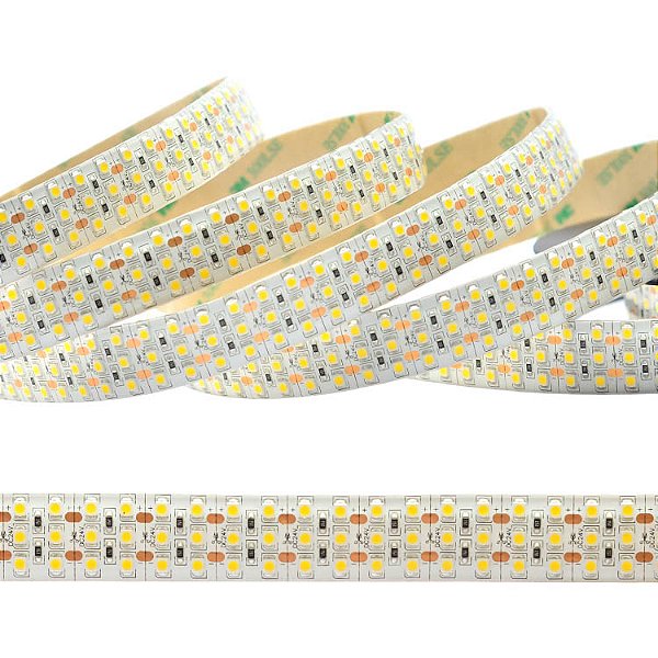 Fita LED 10 Metros Tripla 3528 24v 360 Leds Por Metro Branco Quente 3000k