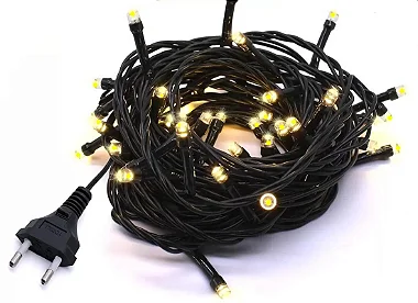 Kit 20 Pisca Pisca Cordão 100LEDs Fio Verde 10m 110v Fixo - Branco Quente 3000k