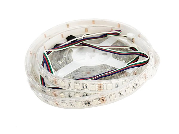 Fita LED 5 Metros 2815 12v Digital 60 Leds Siliconada IP67 RGB Multicolorido Com Controle