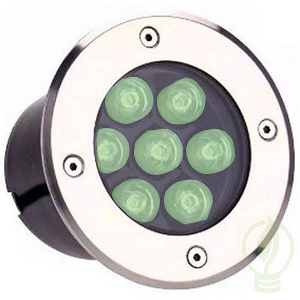 Spot Balizador LED 7W Embutir Para Chão Jardim e Piso Verde IP67 A Prova D'Agua