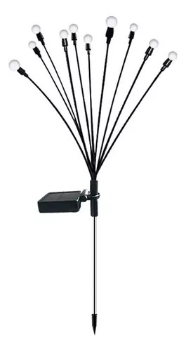 Luminária Pisca Solar Espeto Vagalume Jardim Natal 12 Leds Prova D'água Decoração Externa Branco Quente 3000k
