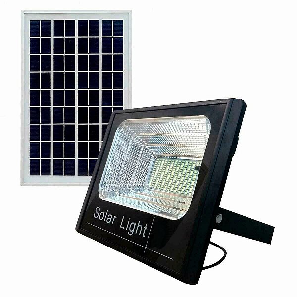Refletor Painel Solar 200W LED Bateria Litio Recarregável Com Controle Branco Frio IP67