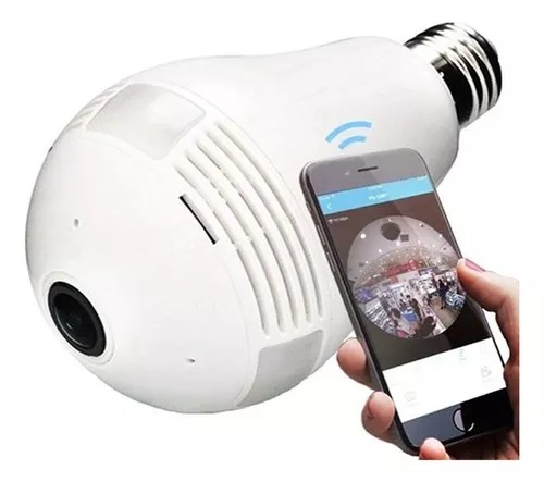 Lâmpada Câmera Espiã IP 360° Wi-Fi com Visão Noturna E27