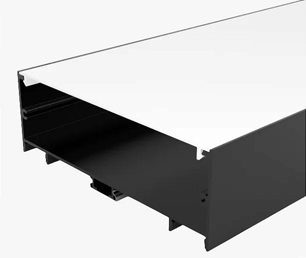 Perfil Preto Sobrepor Para Fita Led 1 Metro 102x35mm