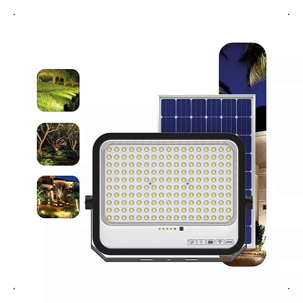 Refletor Painel Solar 500W LED Com Controle MG Branco Frio IP66/IP67