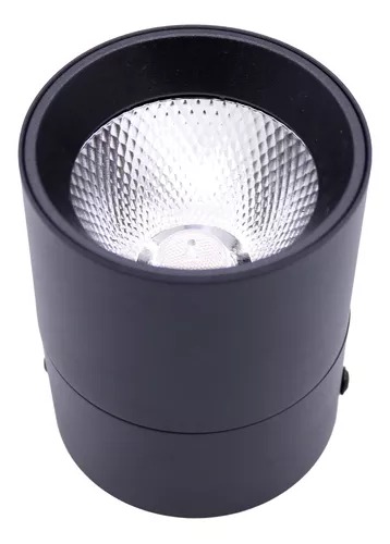 Spot Led 20W Sobrepor Preto Redondo Luz Direcionável Bivolt Branco Quente 3000k