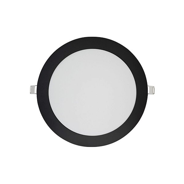Kit 20 Luminária Plafon LED 18W Redondo Embutir Branco Frio 6500k - Borda Preta