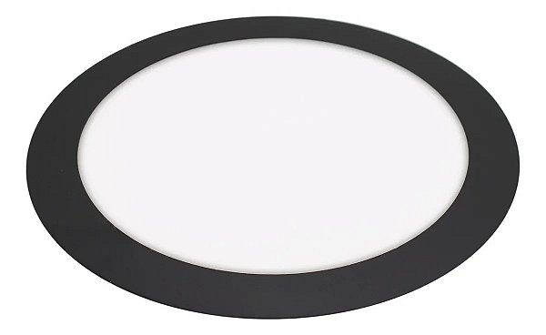 Kit 10 Luminária Plafon LED 18W Redondo Embutir Branco Neutro 4500k - Borda Preta