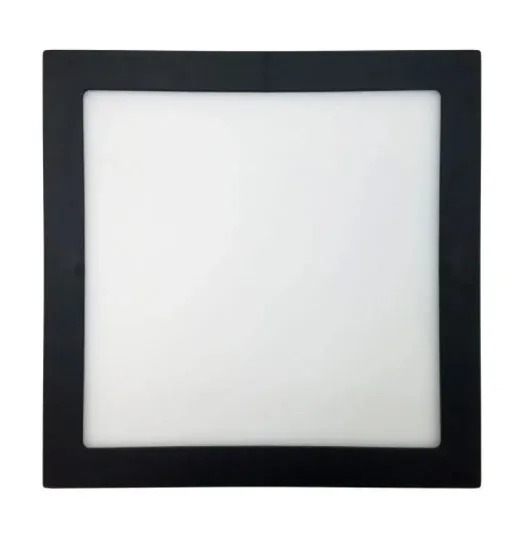 Kit 10 Luminária Plafon LED 25W 30x30 Quadrado Embutir Branco Quente 3000k - Borda Preta