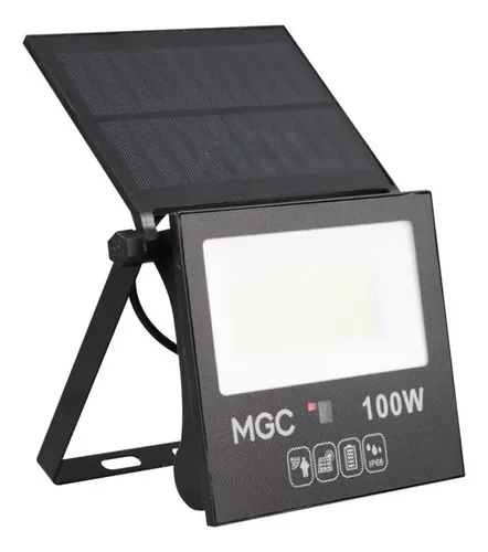 Refletor Solar LED 100W Placa Recarregável A Prova D'água Dobrável Ajustável Com Controle Branco Frio IP67