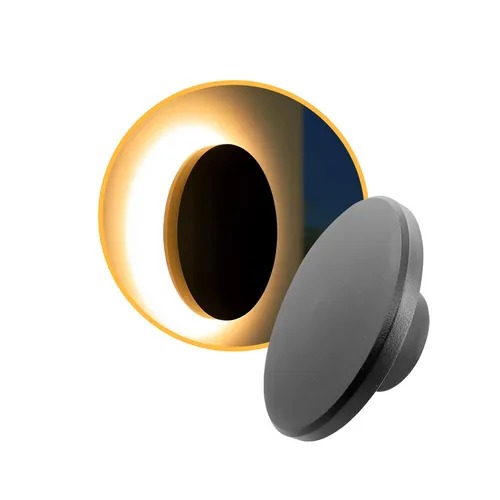 Arandela De Parede Redonda Eclipse 12w Externa Branco Quente 3000k - Preto