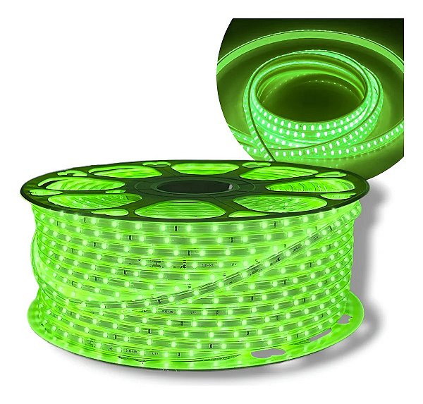 Fita Mangueira LED 100 Metros 3528 120 LEDs 220v Verde