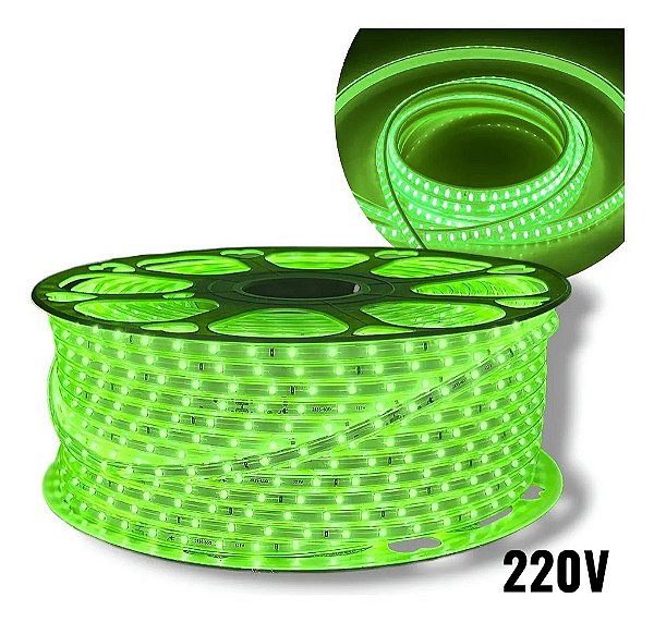 Fita Mangueira LED 100 Metros 3528 120 LEDs 220v Verde