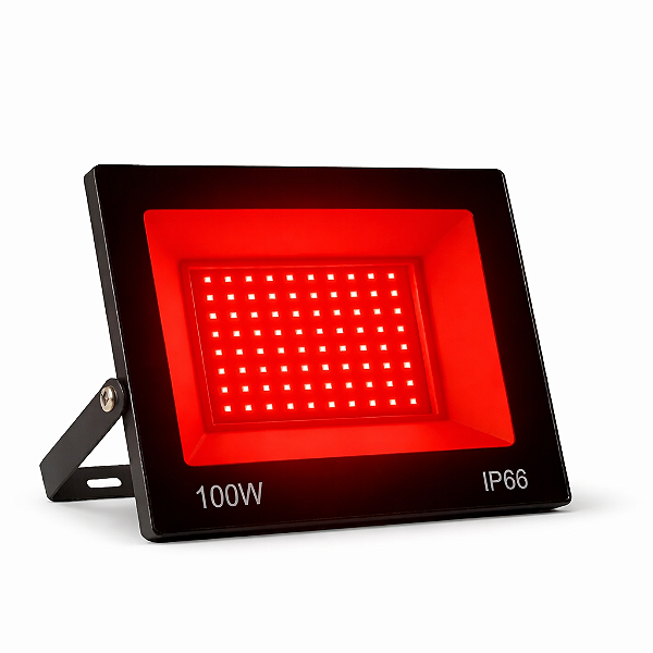 Refletor Holofote Led 100W Bivolt IP66 Prova D'água Vermelho