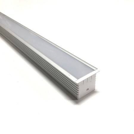 Luminária LED Perfil 12W 60cm Linear Retangular Embutir Branco Frio