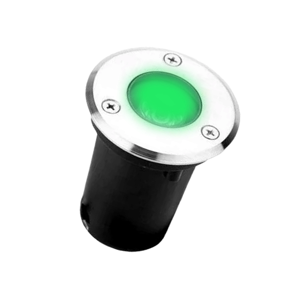 Spot Balizador LED 1W Embutir Para Chão Jardim e Piso Verde IP67 A Prova D'Agua