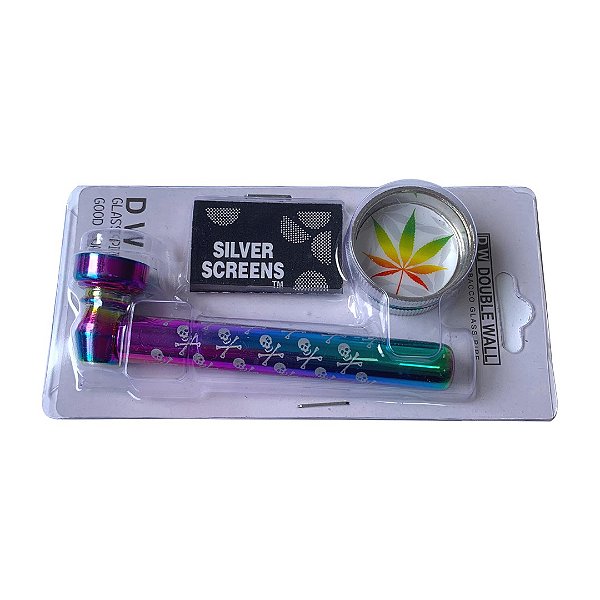 Pipe de Metal Pequeno com Dichavador Caveiras