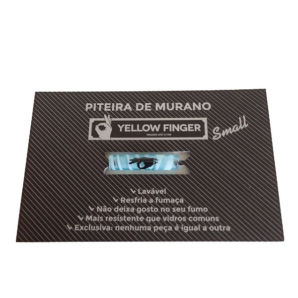 Piteira de Murano Small Azul Claro Mesclado Yellow Finger