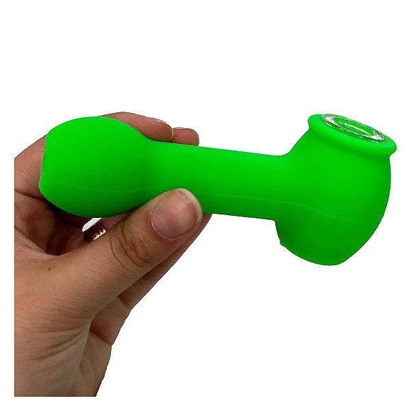 Pipe de Silicone com Vidro Verde Na Boa