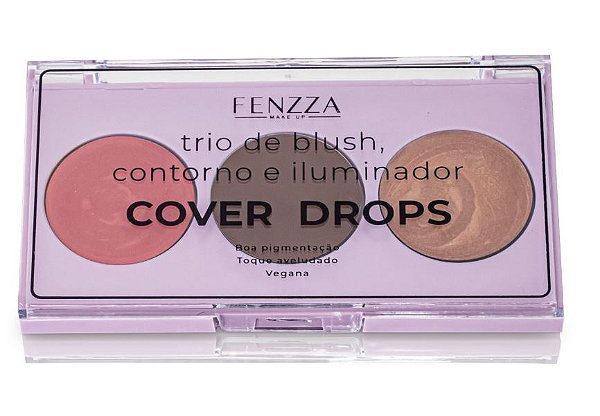 TRIO DE BLUSH CONTORNO ILUMINADOR COVER DROPS - Loja Fenzza Make Up