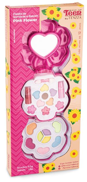 PALETA DE SOMBRAS E BATOM TEEN PINK FLOWER