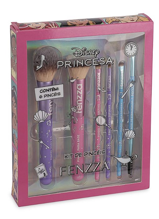 KIT DE 6 PINCÉIS PRINCESAS - FENZZA