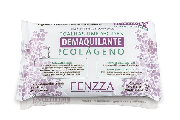 LENÇO UMEDECIDO DEMAQUILANTE COM COLAGENO FENZZA MAKE UP