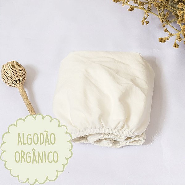 Lençol elástico moises algodão orgânico off white