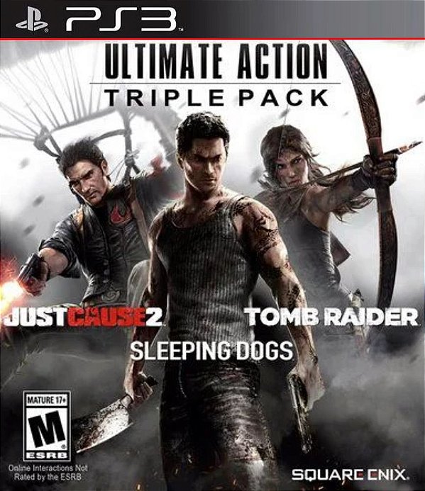Ultimate Triple Action Pack  Tomb Raider Just Cause 2 Sleeping Dogs Midia Digital Ps3