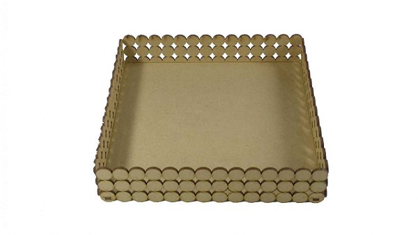 Bandeja Pérolas Quadrada 20x20x5cm Lisa - MDF a Laser