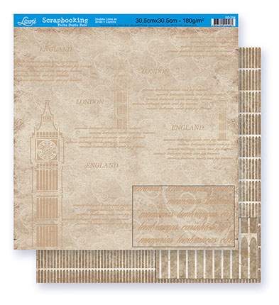 Papel para Scrapbook Dupla Face - Big Ben e Arcos - SD-0254