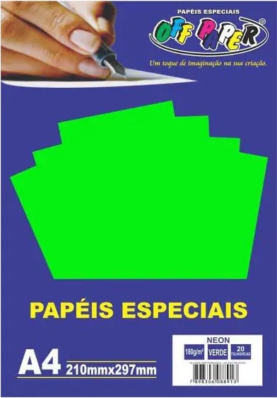 Papel A4 (neon) Verde 180g. - Off Paper - 20 Folhas