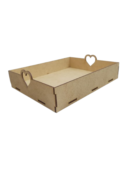 Bandeja CORAÇÃO 25x20x6,5cm - MDF a Laser